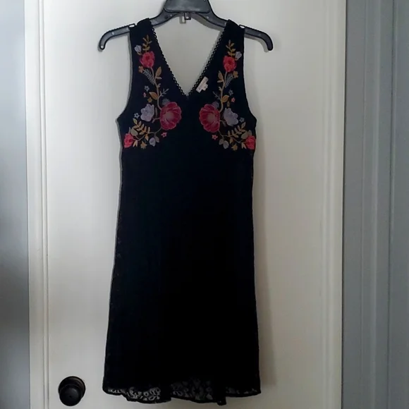 xhilaration black lace dress Xhilaration tan dress with black lace size M